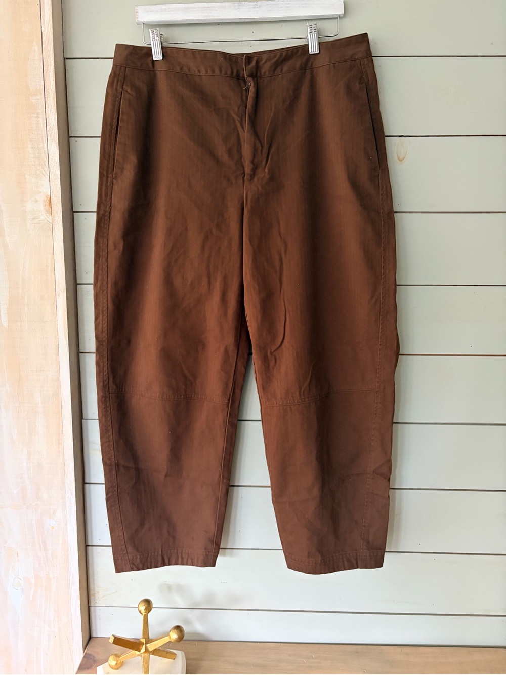 Zara Brown Barrel Leg Cotton Pants Size XL / 32